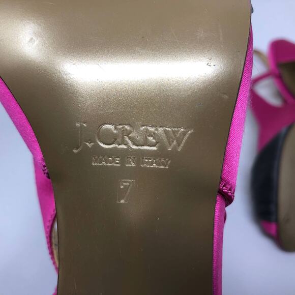 J Crew Martine Slingback Womens Size 7 Pink Gray Satin Twist Knot Peep Toe Heel - Picture 11 of 12